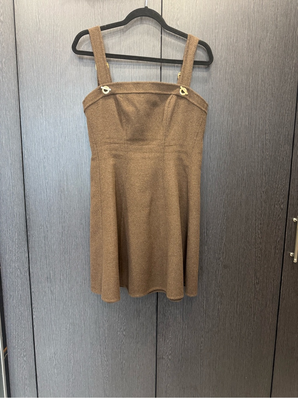 cult Gaia GAP Brown A-Line Mini Dress with Gold Hardware